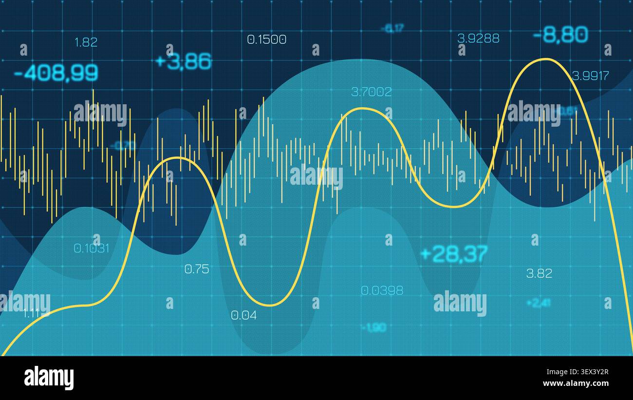 Traders analyze market trends using detailed charts and data representations Stock Photo