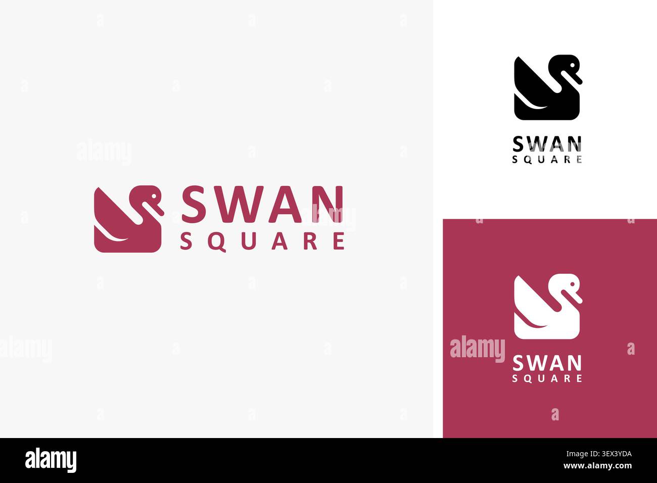 Square swan logo symbol icon design Stock Vector