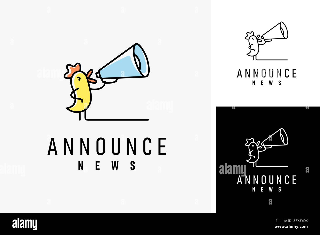 Chick announce logo symbol icon design Stock Vector