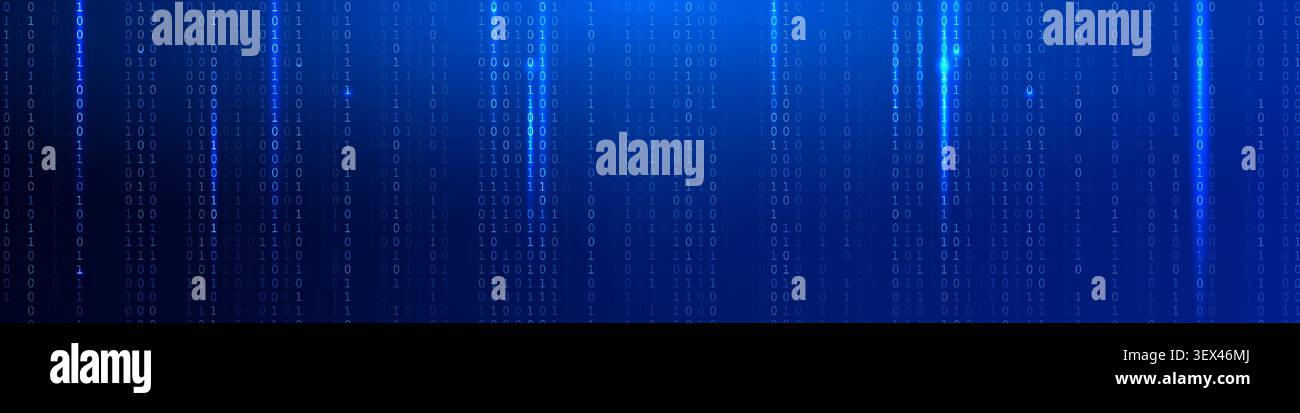 Blue Binary Data Software Programming Code Background. Random Parts of Program Code. Digital Data Technology Concept. 1 0 Machine Code. Random Binary Stock Vector