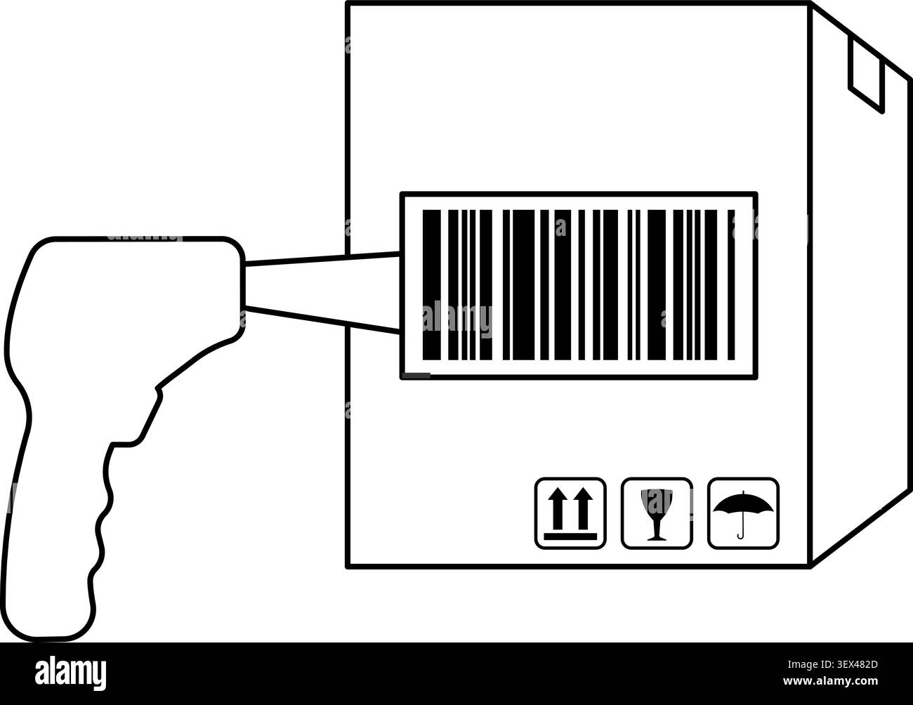 Barcode scanner icon. Package tracking vector. Warehouse logistics illustration. Inventory management icon. barcode scanner. Stock Vector