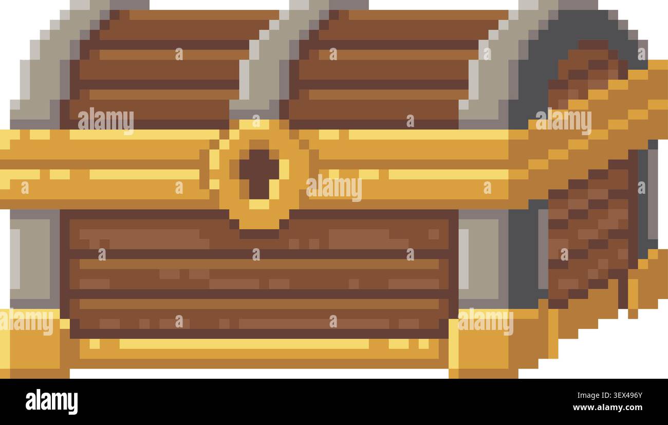 Isometric pixel closed treasure chest icon Stock Vector