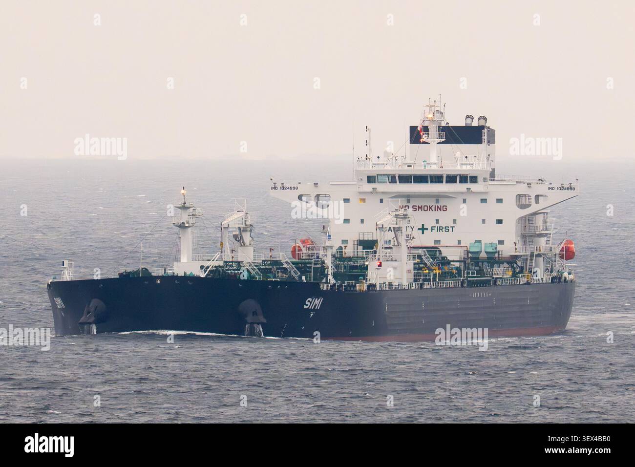 Crude oil tanker SIMI northbound at the great belt Stock Photo