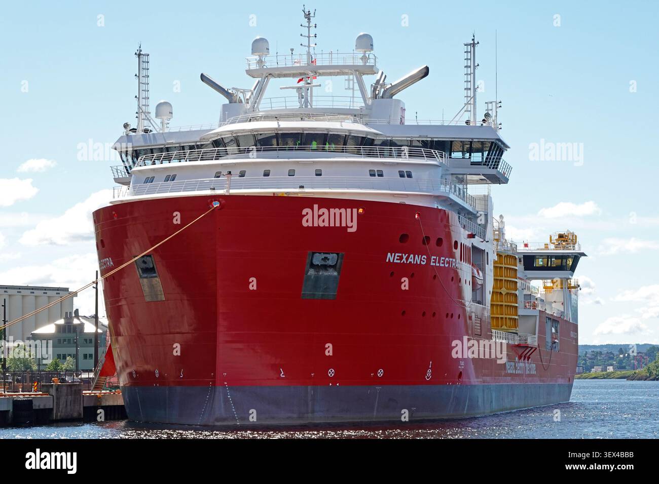 Cable-layer NEXANS ELECTRA at Oslo havn during the vessels inauguration ceremony Stock Photo