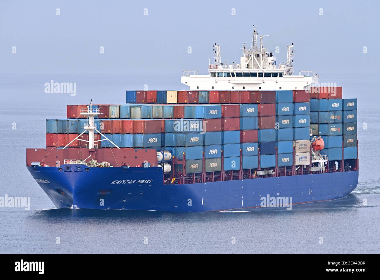 FESCOs KAPITAN MISKOV northbound at the great belt Stock Photo