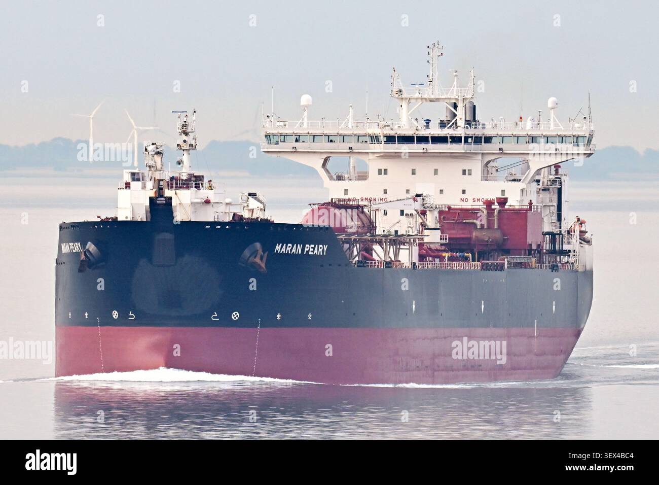 Crude oil shuttle tanker MAGAN PEARY northbound at the great belt Stock Photo