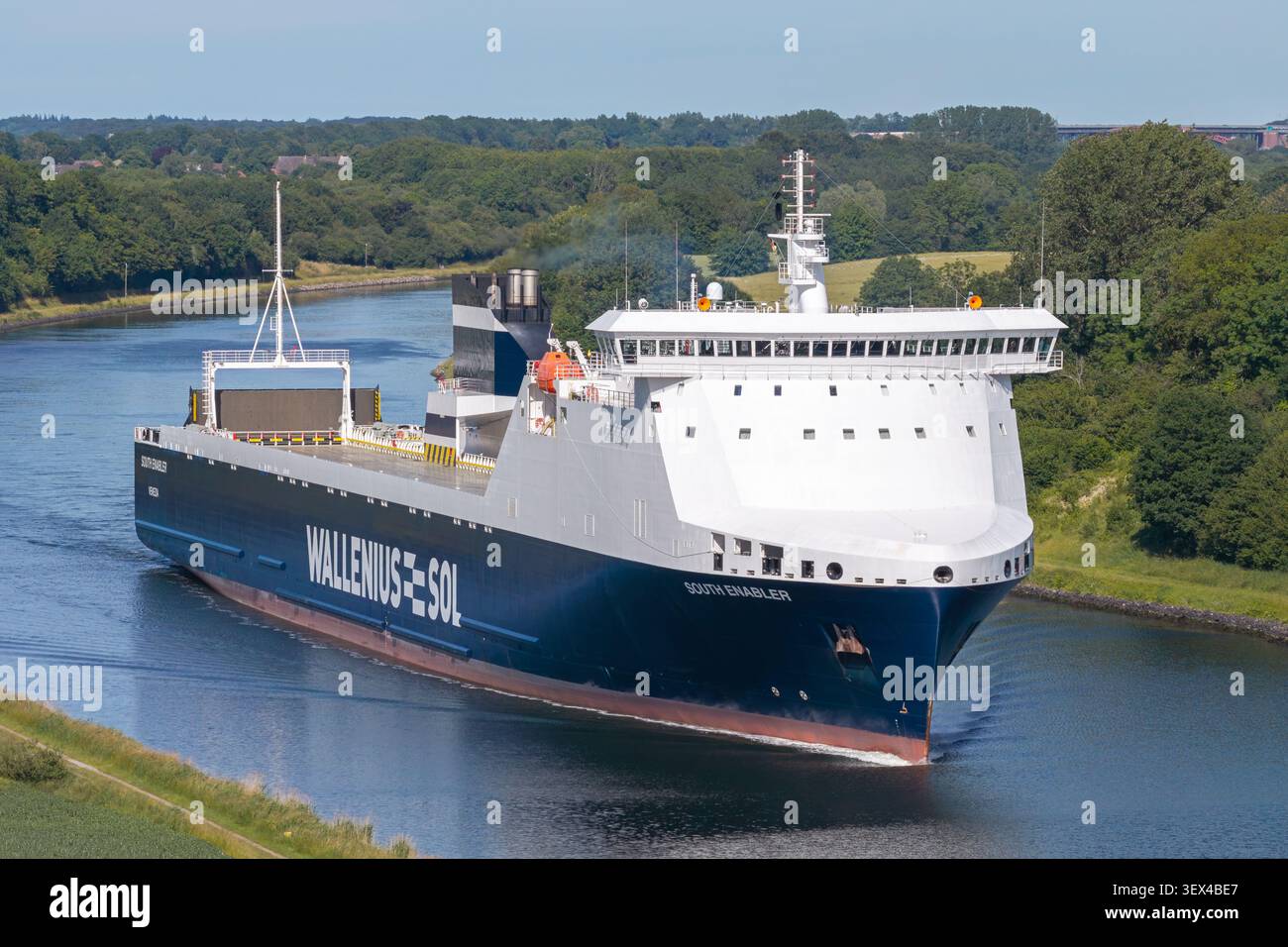 RO-RO-ship SOUTH ENABLER passing the Kiel canal Stock Photo