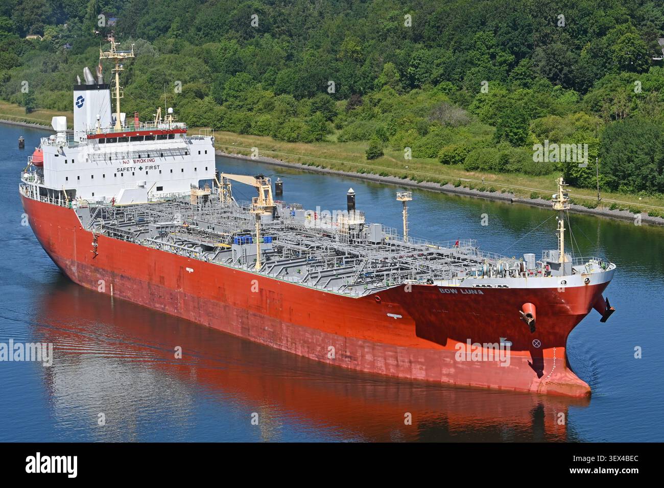 Chemical / oil products tanker BOW LUNA passing the Kiel canal Stock Photo