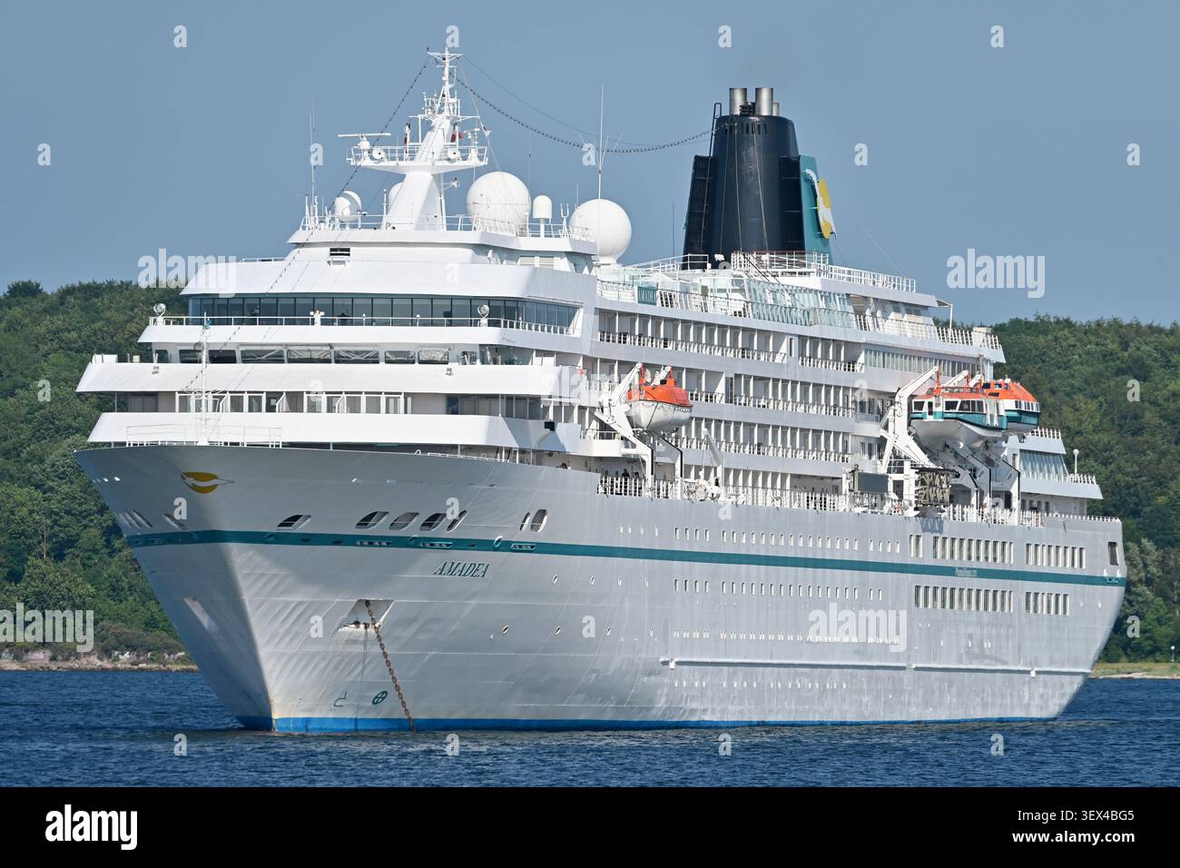 Cruiseship AMADEA at anchor at the Kiel fjord Stock Photo