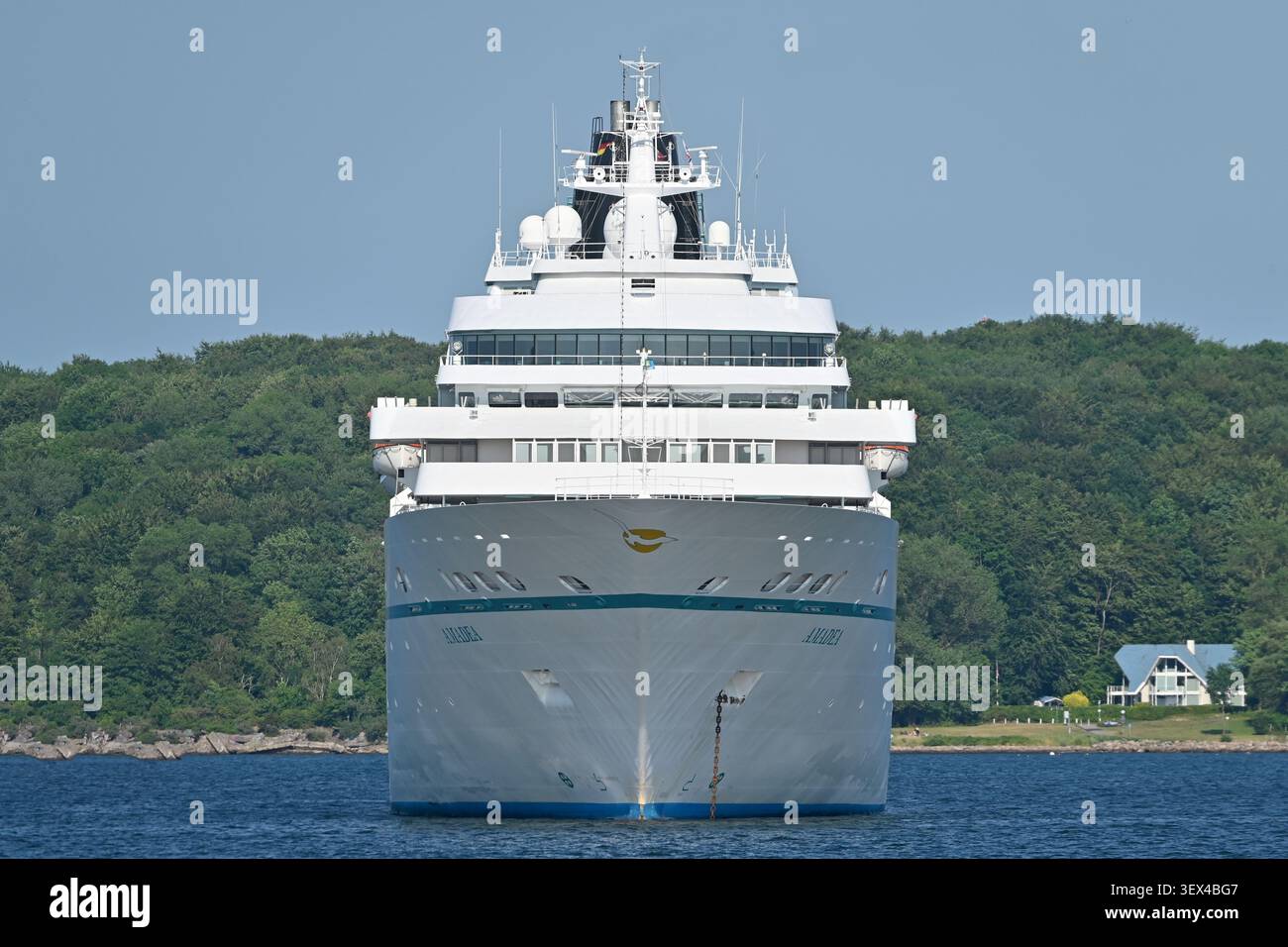 Cruiseship AMADEA at anchor at the Kiel fjord Stock Photo
