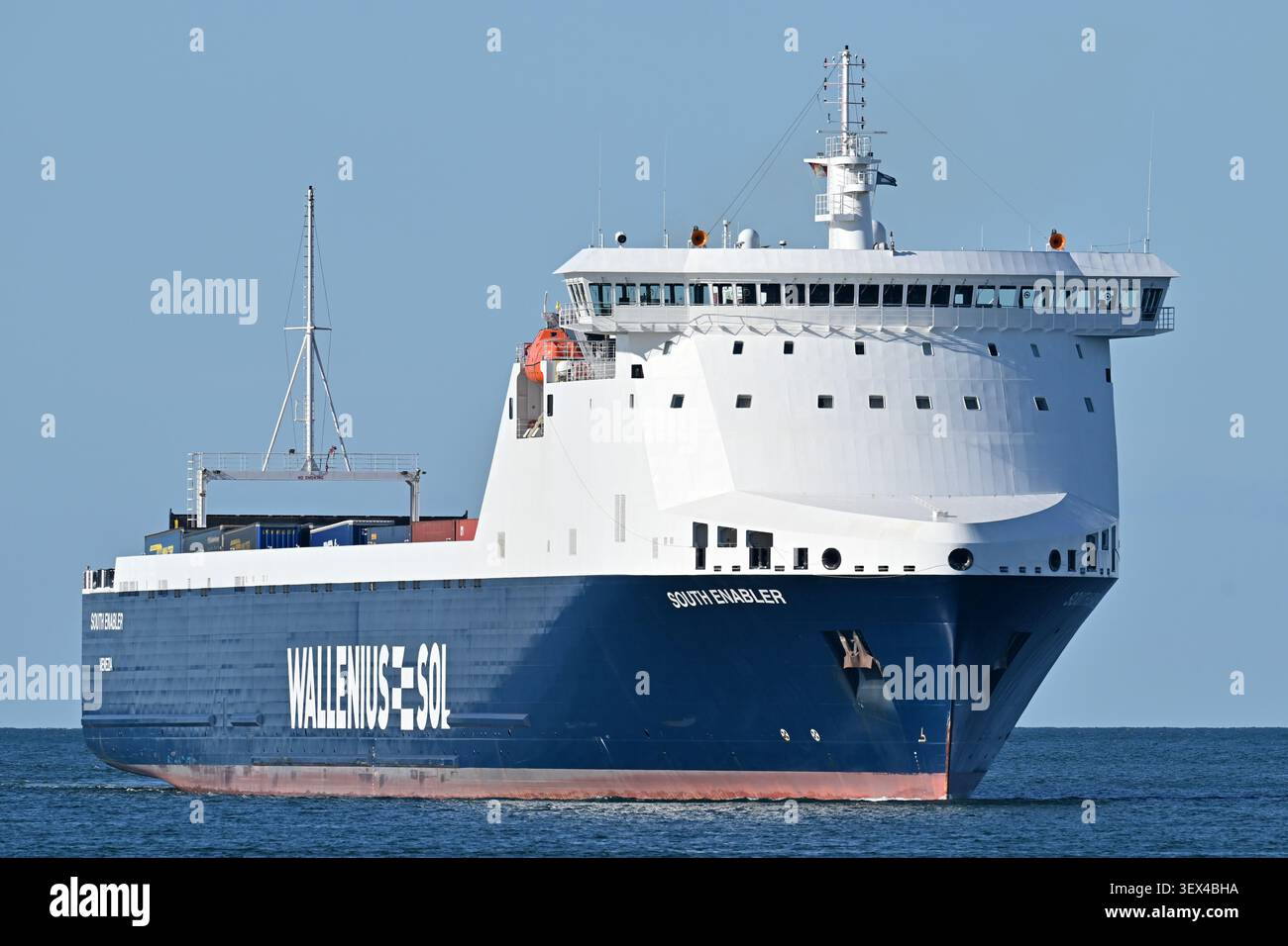 RO-RO-ship SOUTH ENABLER at the Kiel fjord Stock Photo