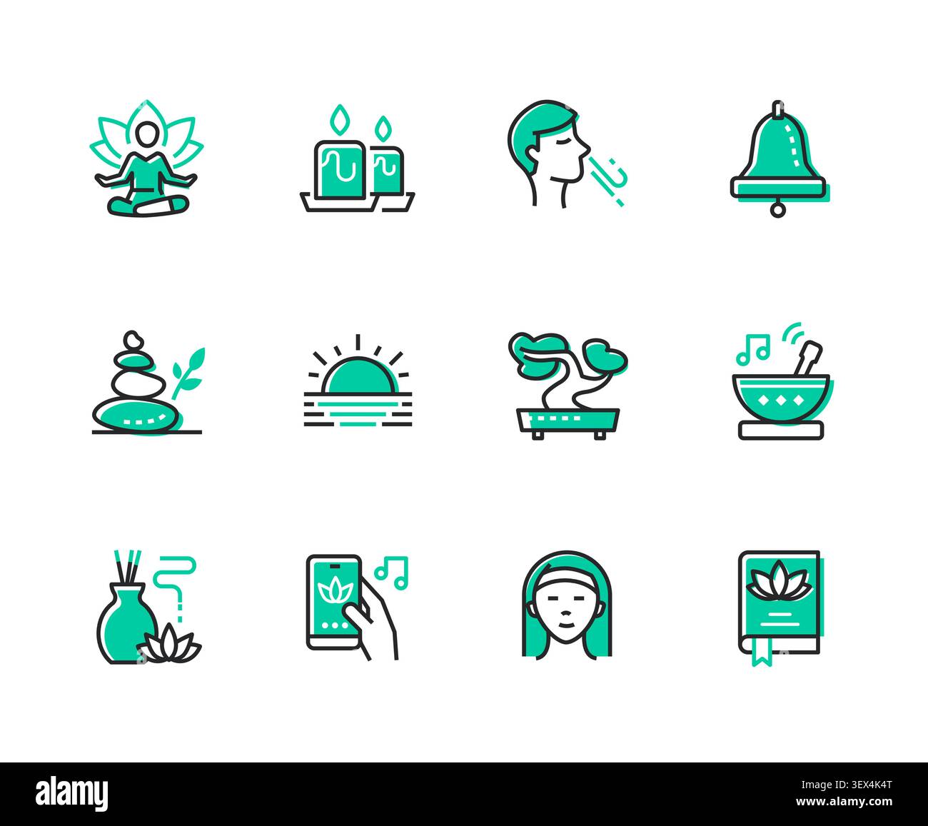 Recreation And Meditation Icons Set Stock Vector
