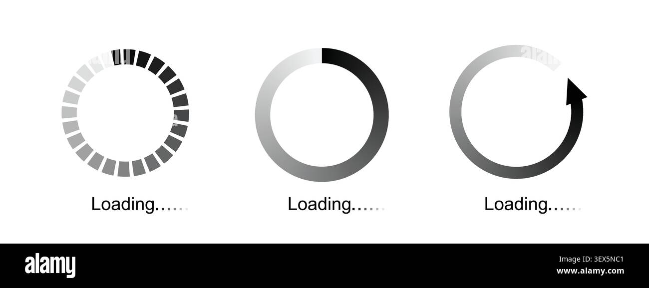 Circular progress loader Black and White Stock Photos & Images - Alamy