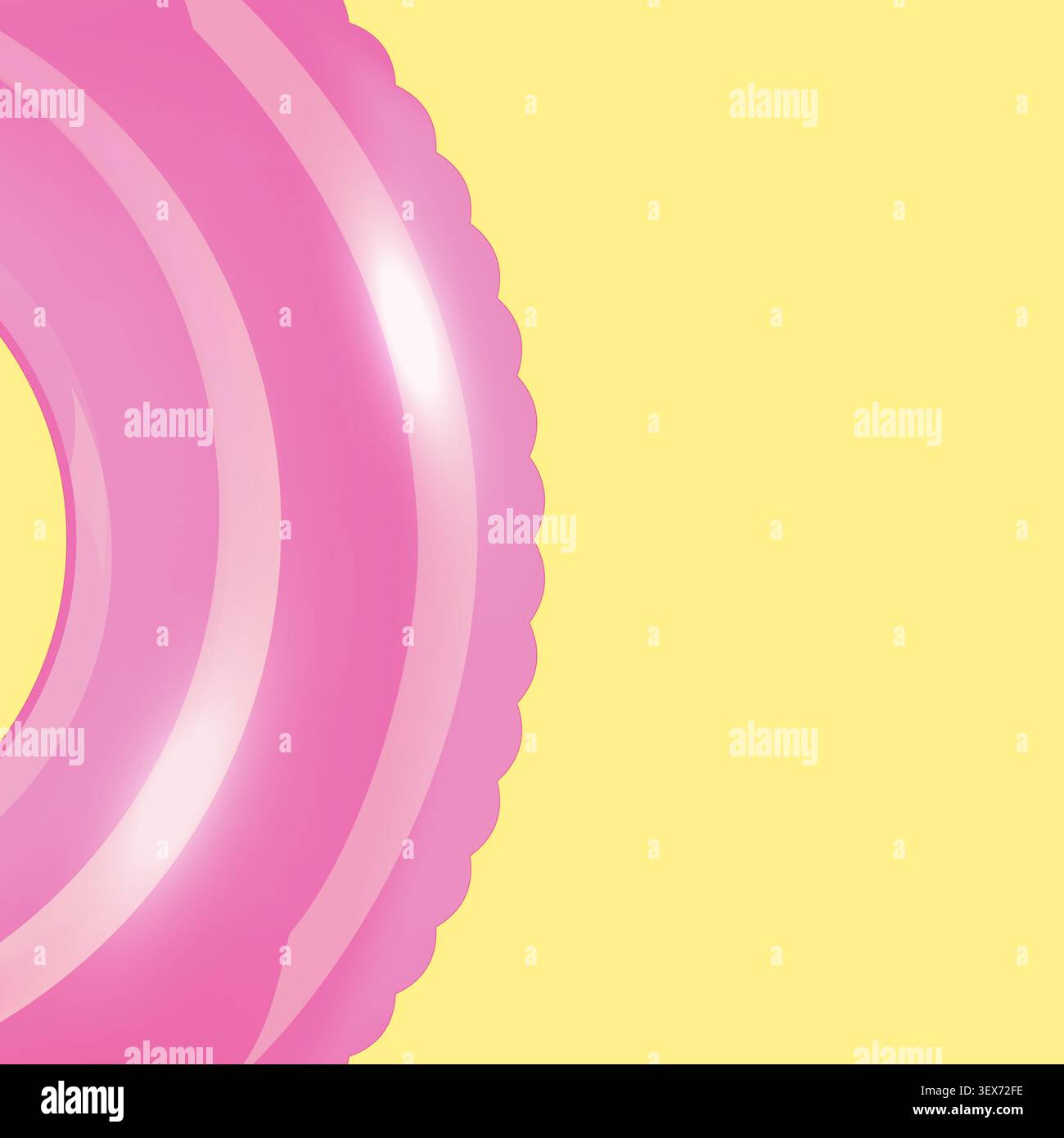 Pastel pink inflatable ring on yellow backdrop Stock Vector