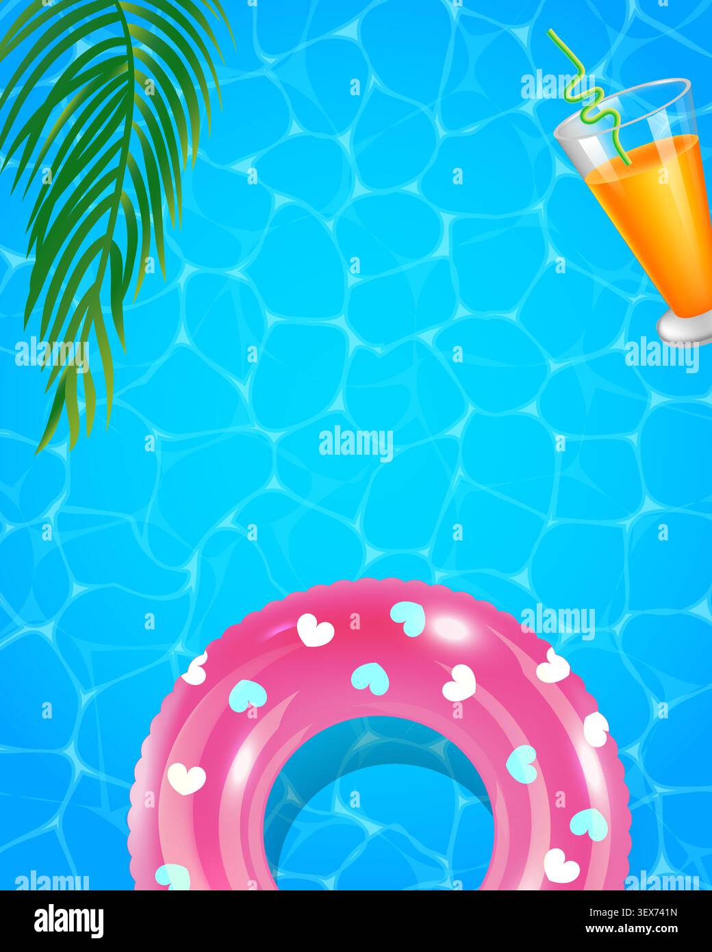 Inflatable ring floats in blue water Stock Vector