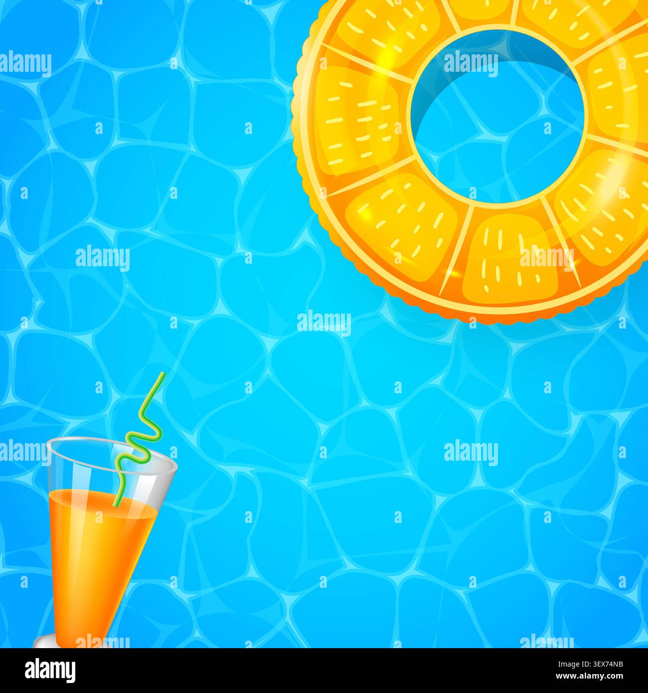 Bright yellow float floats in clear blue water Stock Vector