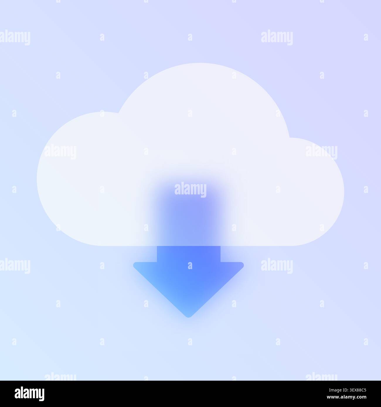 Glassmorphism cloud download icon Stock Vector