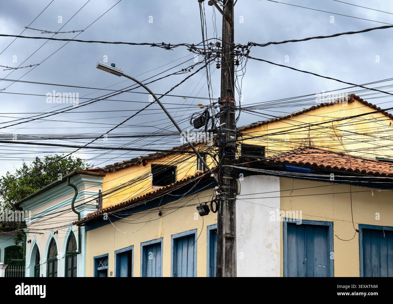 Electrical installation in Lencois, Brazil Stock Photo