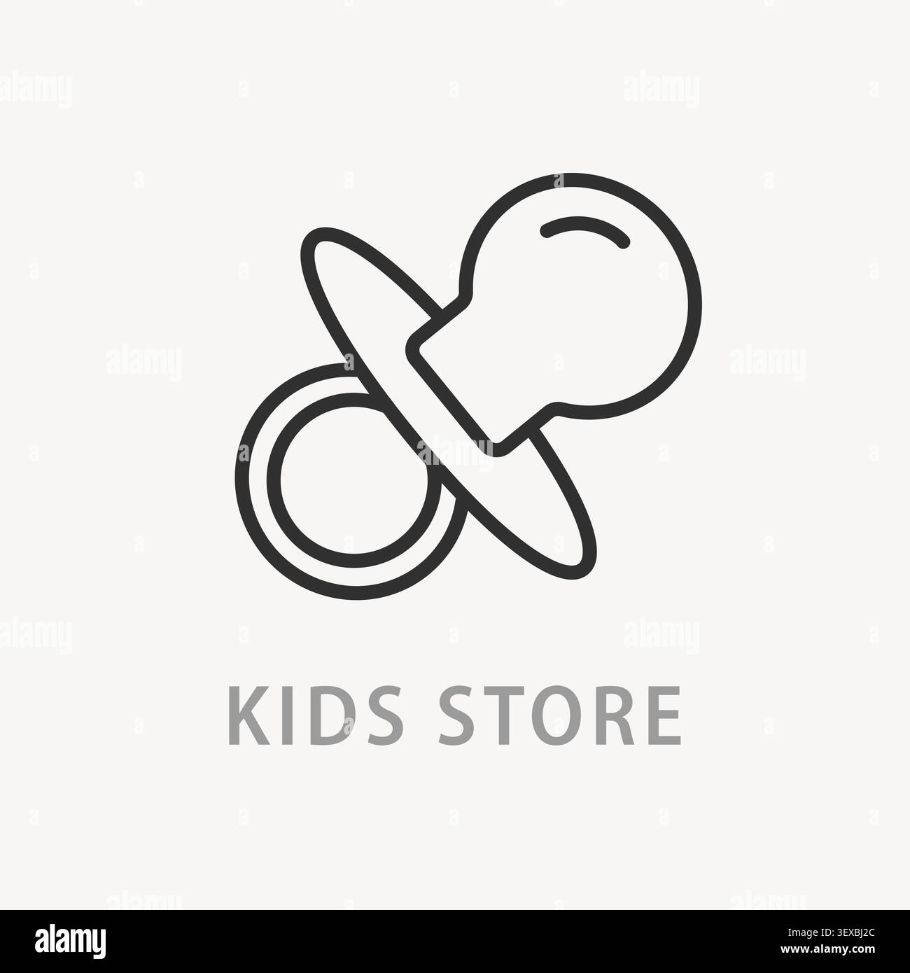 Kids store vector logo with pacifier icon nursery Stock Vector