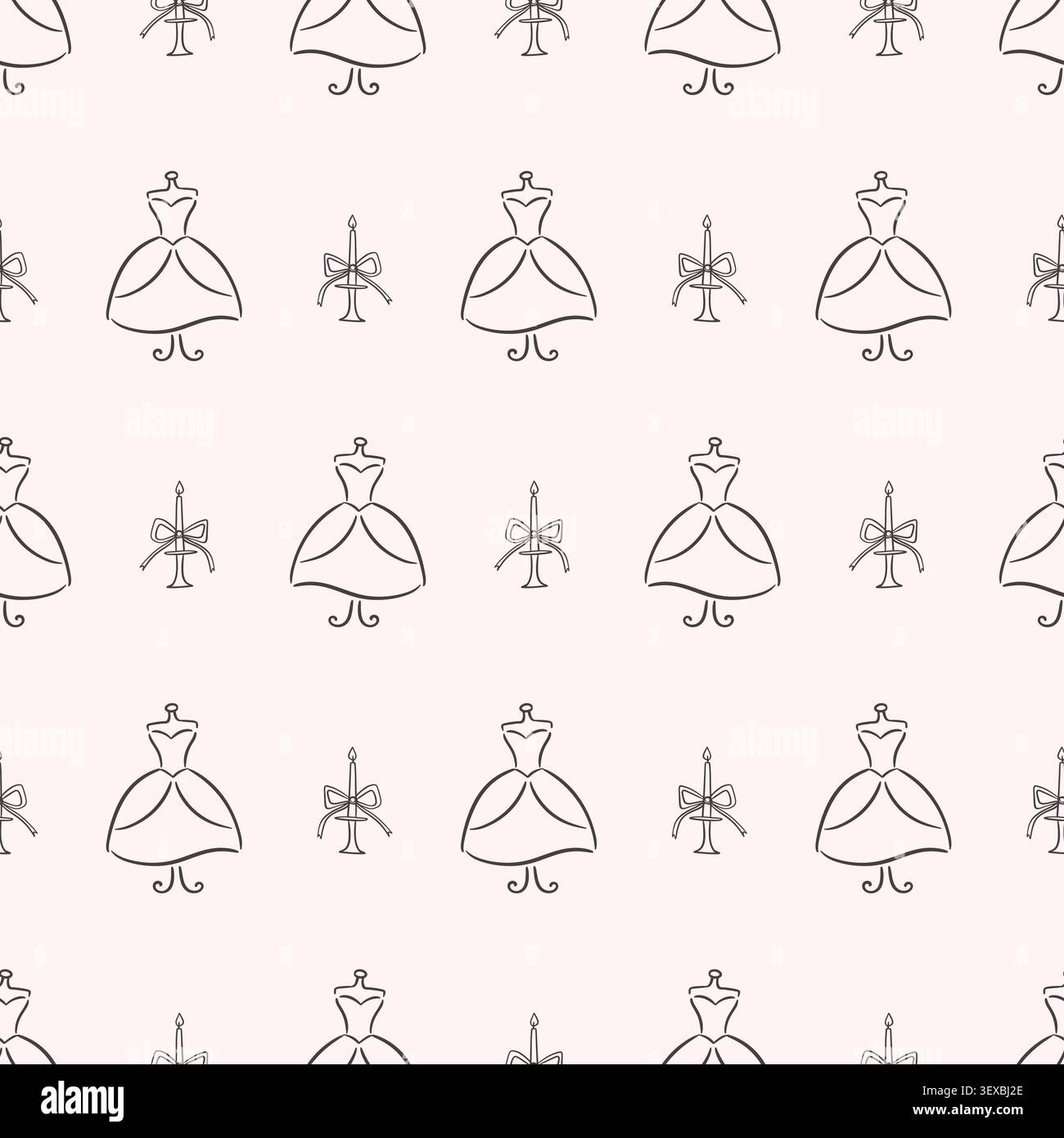 Wedding bridal dresses vector seamless pattern Stock Vector