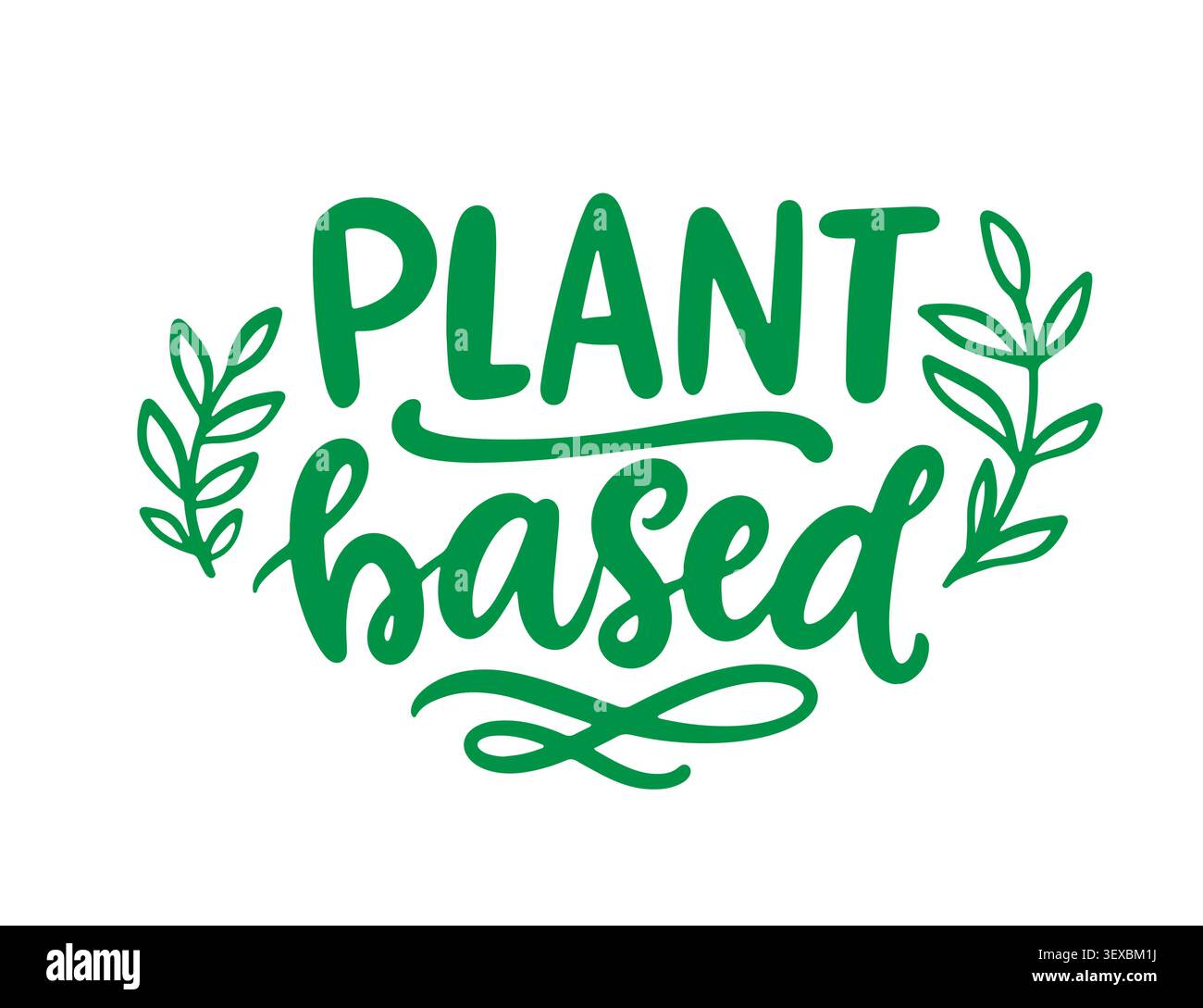 Plant based vector lettering for vegan products Stock Vector