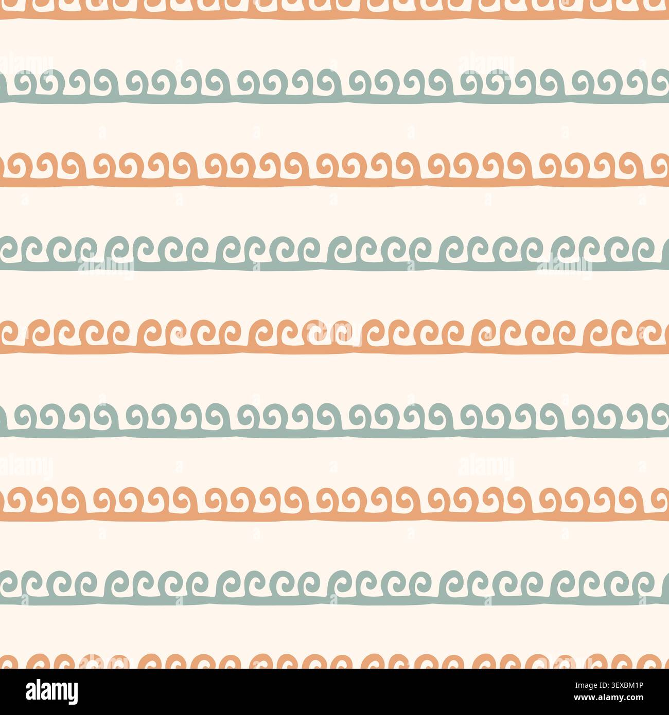 Boho vector seamless wave borders stripe pattern Stock Vector