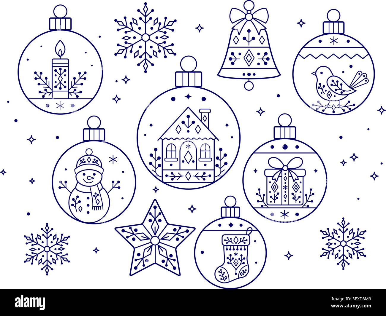 Scandinavian Folk Christmas Ornament Elements Stock Vector