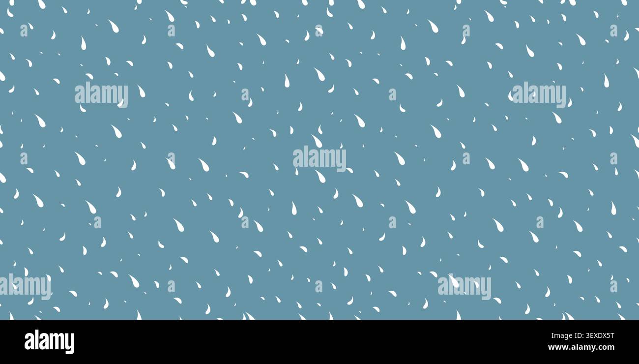 Seamless heavy rain pattern. Blue pouring rain texture. Repeating falling water drop background. Stock Vector