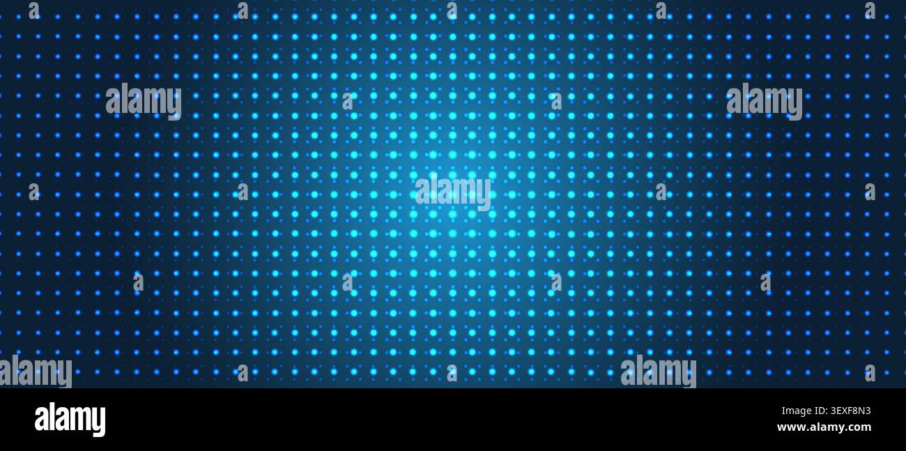 Abstract blue background featuring LED screen pattern. Dotted halftone texture with gradient effect perfect for technology displays, digital boards Stock Vector