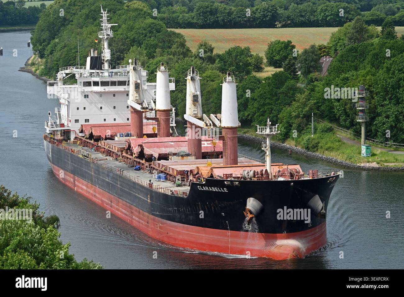Bulkcarrier CLARABELLA passing the Kiel canal Stock Photo