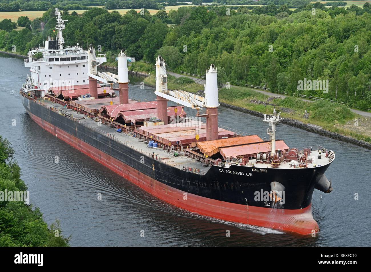 Bulkcarrier CLARABELLA passing the Kiel canal Stock Photo