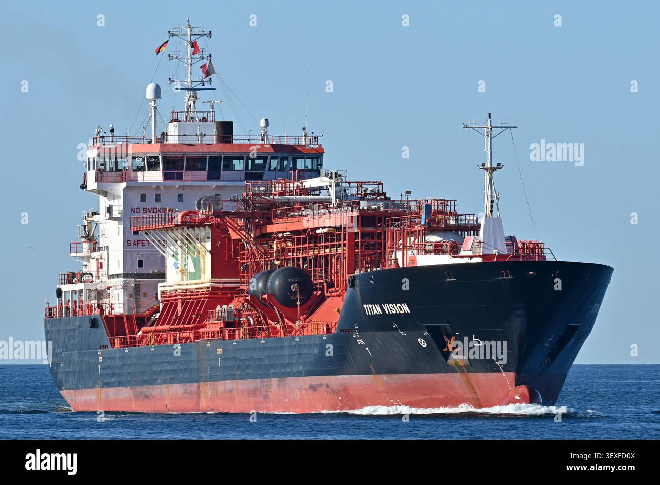 LNG bunkering ship TITAN VISION at the Kiel fjord Stock Photo