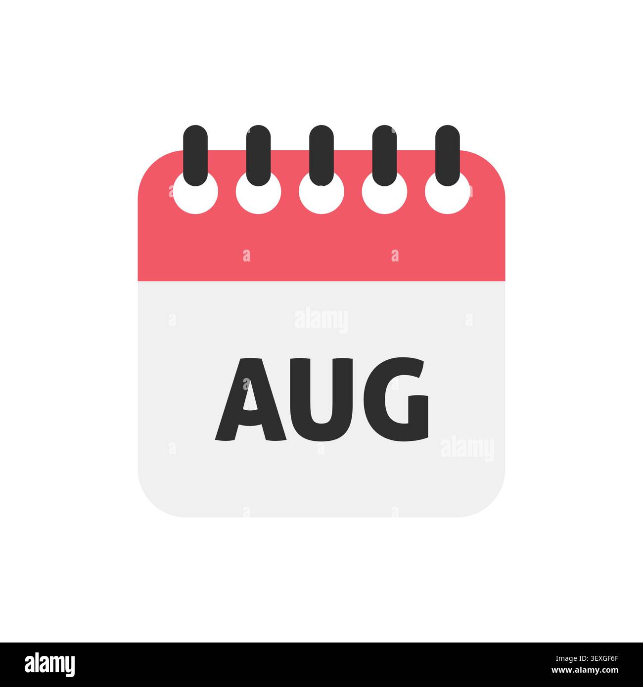 August Month Red Calendar Flat Icon Vector Stock Vector