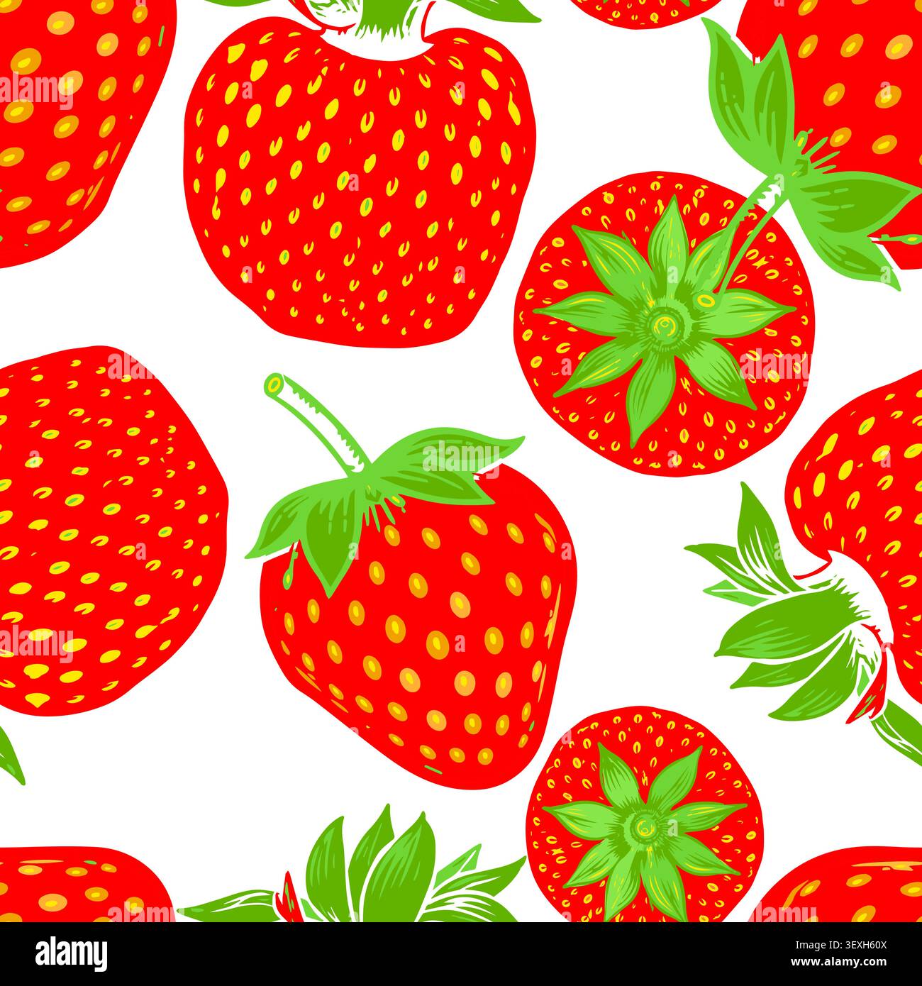 Strawberry seamless pattern . Not AI, vector illustration. Stock Vector