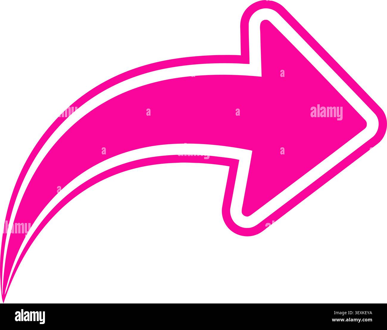 An isolated bold pink arrow with a white outline, pointing to the right on a clean white background, ready for use in presentations or designs. Stock Vector