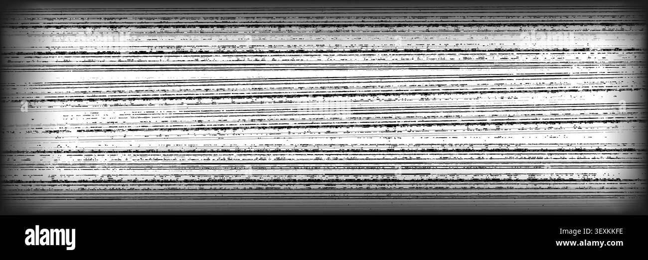 Horizontal noise static lines with worn monochrome interference create a retro display effect. Distressed television texture is perfect for vintage Stock Vector