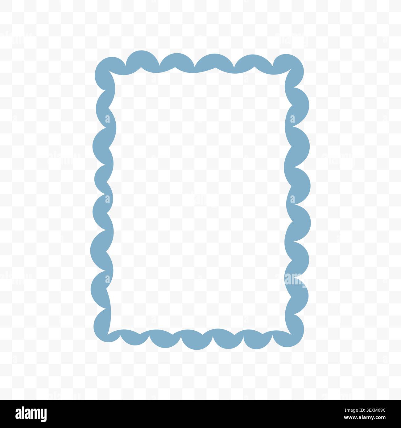Blue Hand Drawn Scalloped Frame Stock Vector