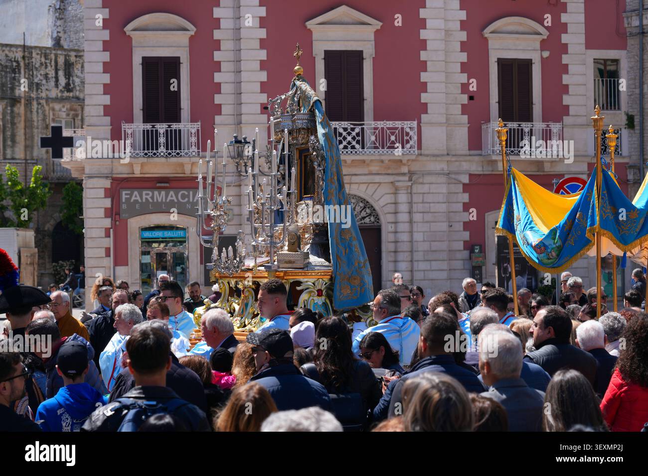 TERLIZZI, ITALY - APRIL 23, 2026: People take part in patronal feast (Festa Patronale) holiday parade celebrating Our Lady of Sovereto, patron of Terl Stock Photo