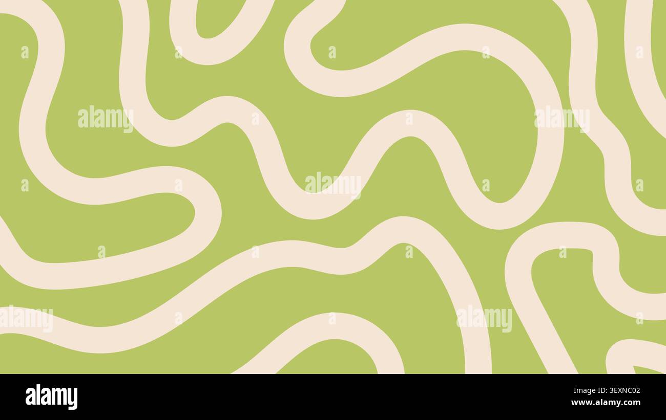 Minimalist abstract background with wavy lines on olive green. Stock Vector