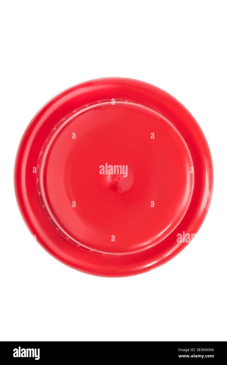 Red plastic round bottle cap isolated on white background Stock Photo