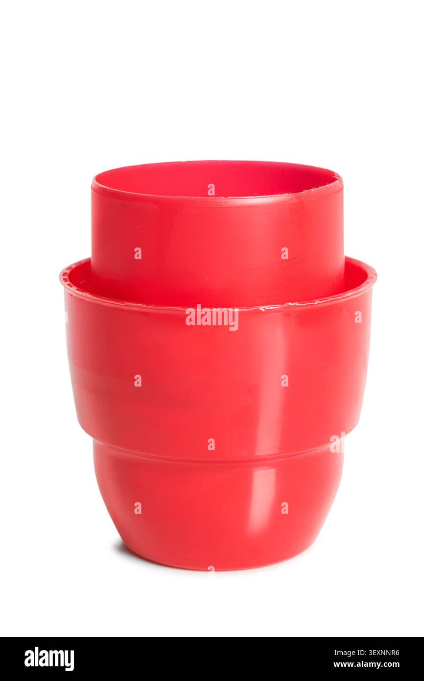 Red plastic jar plug cap isolated on white background Stock Photo