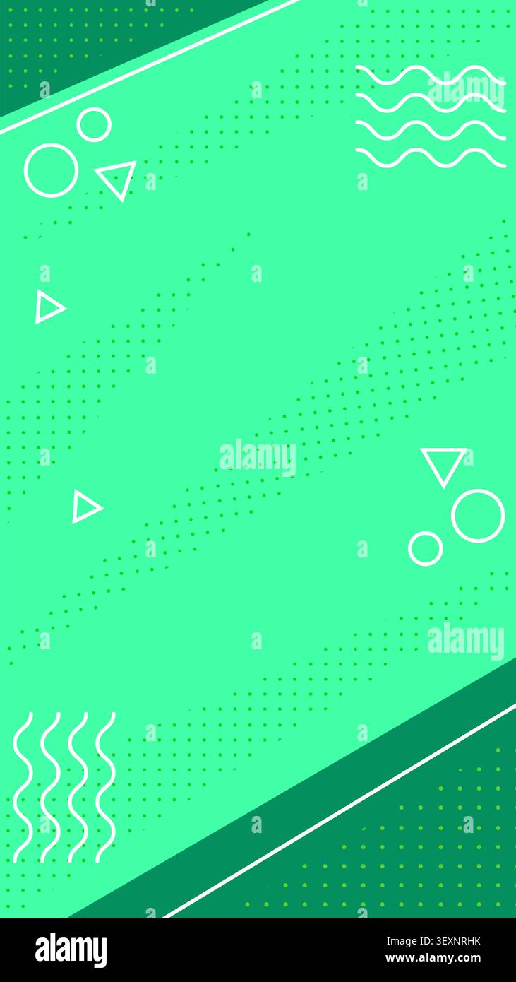 Modern abstract green background presenting dynamic geometric shapes, halftone pattern, and expressive design Stock Photo