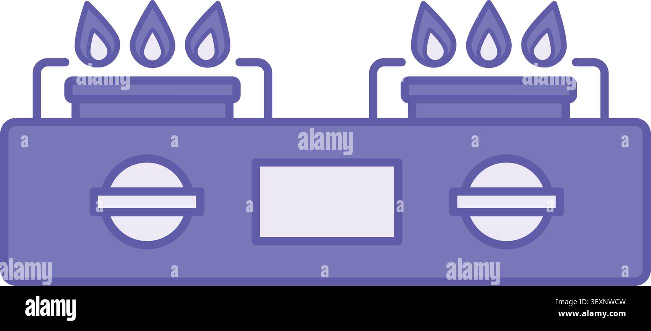 Colored Gas Stove Icon. Vector Illustration. Kitchen Appliance for Cooking on Fire. Cooking Concept Stock Vector