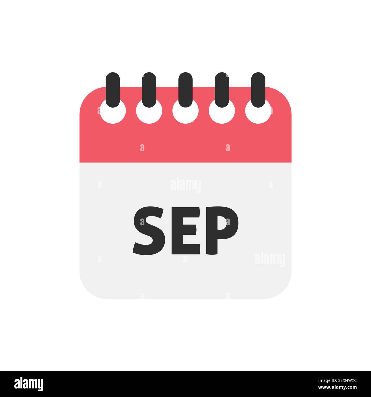 September Month Red Calendar Flat Icon Vector Stock Vector