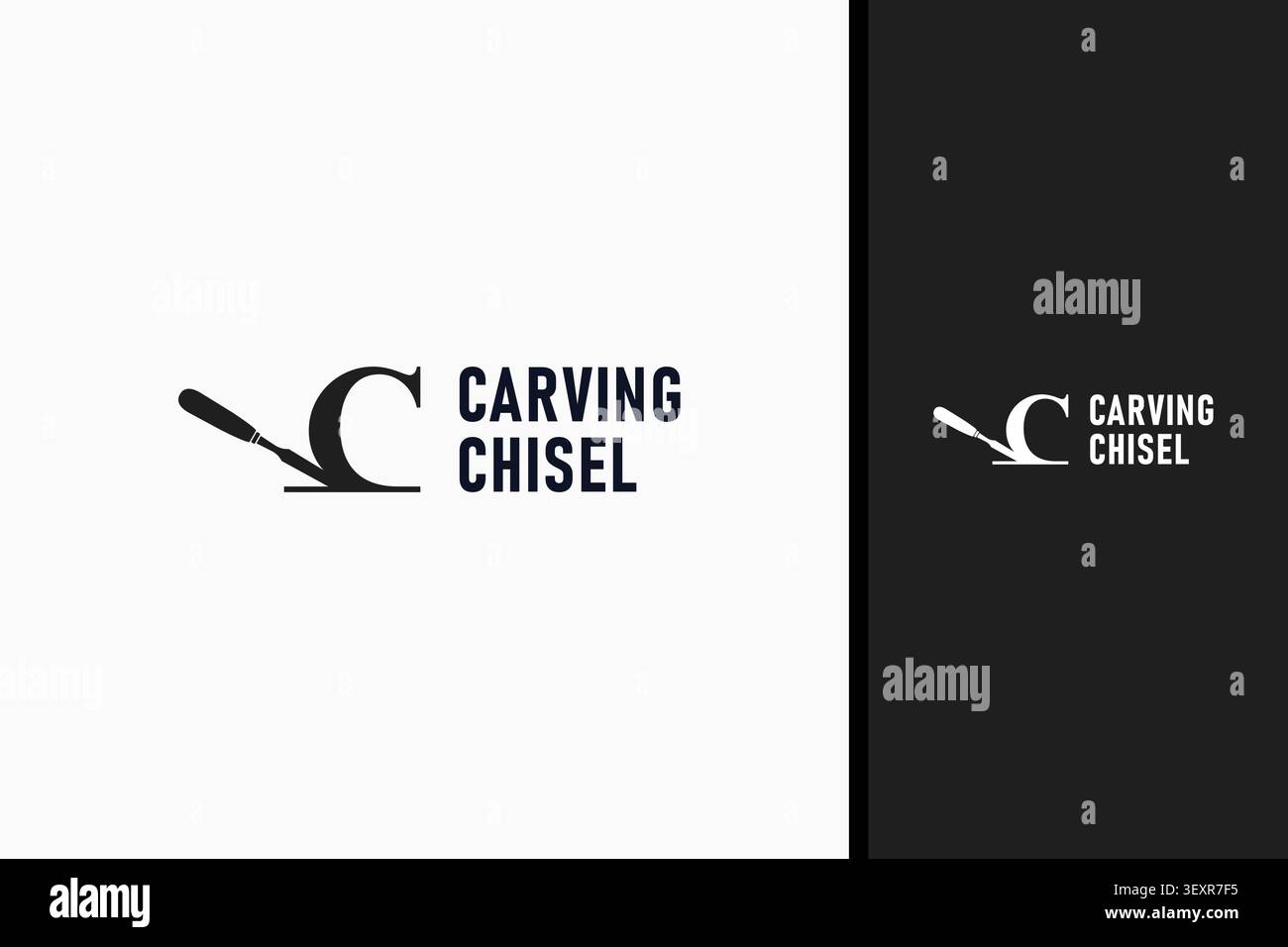 Letter C carving chisel logo symbol icon design Stock Vector