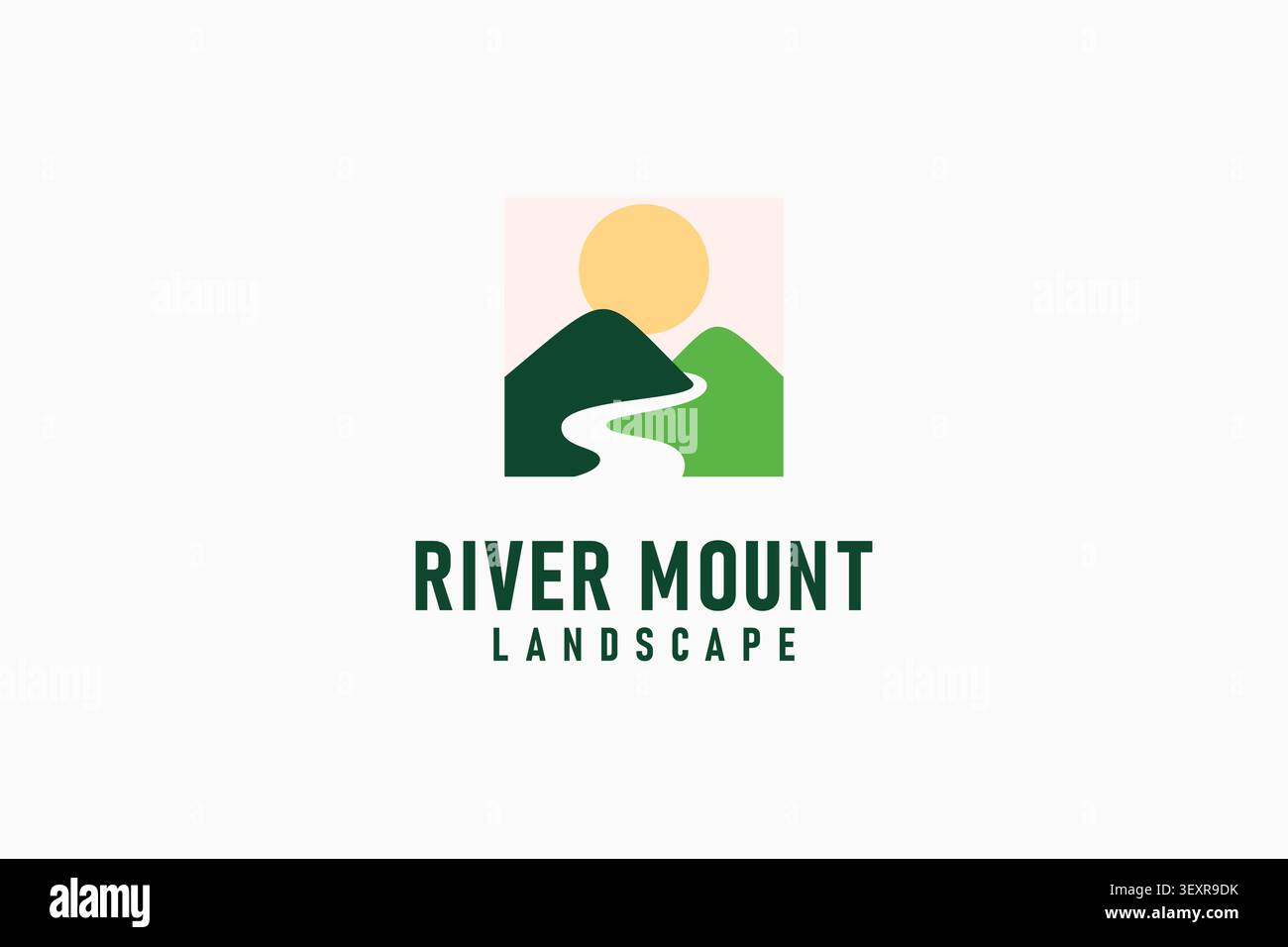 River mountain landscape logo symbol icon design Stock Vector
