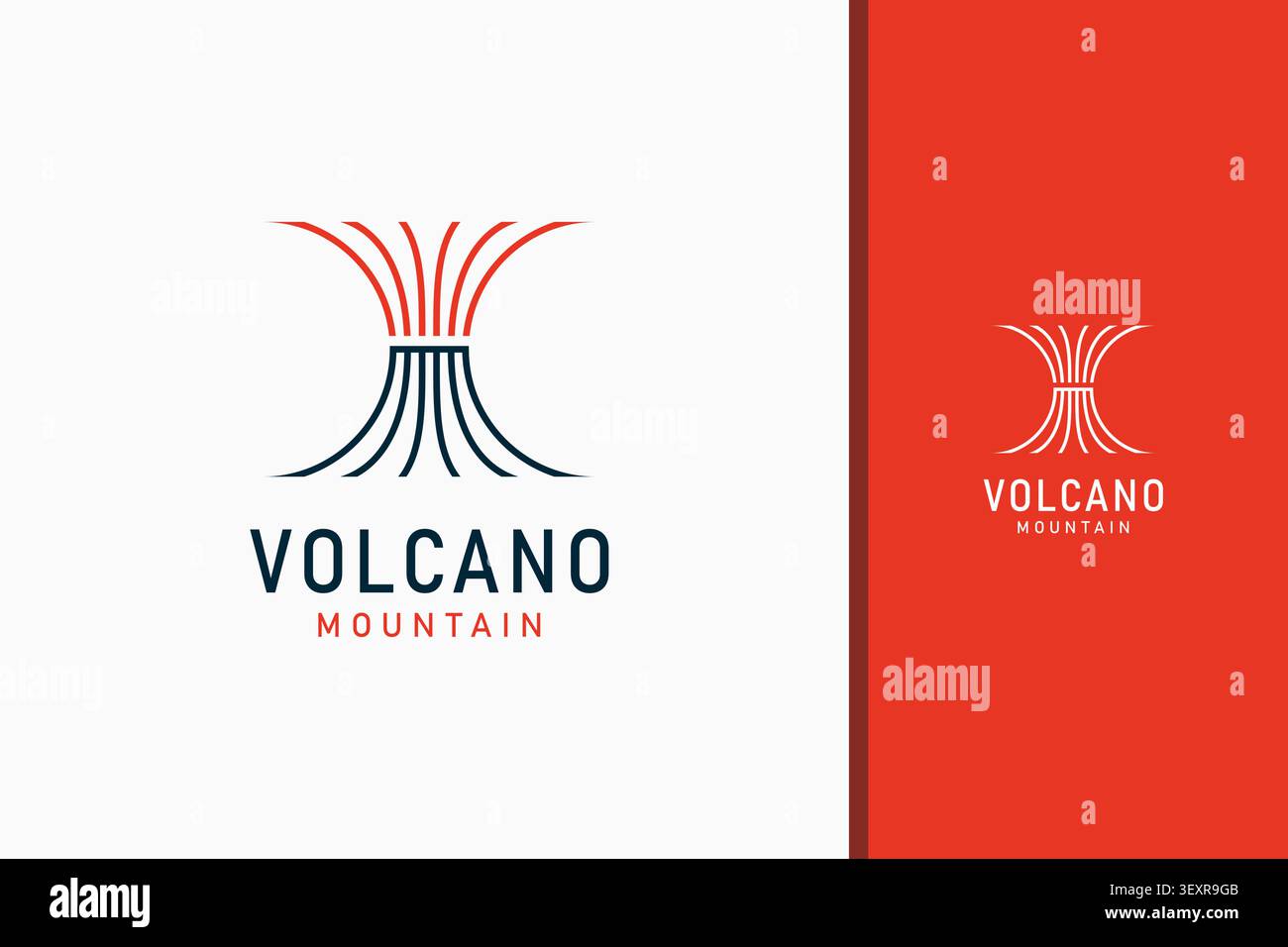 Volcano line logo symbol icon design Stock Vector