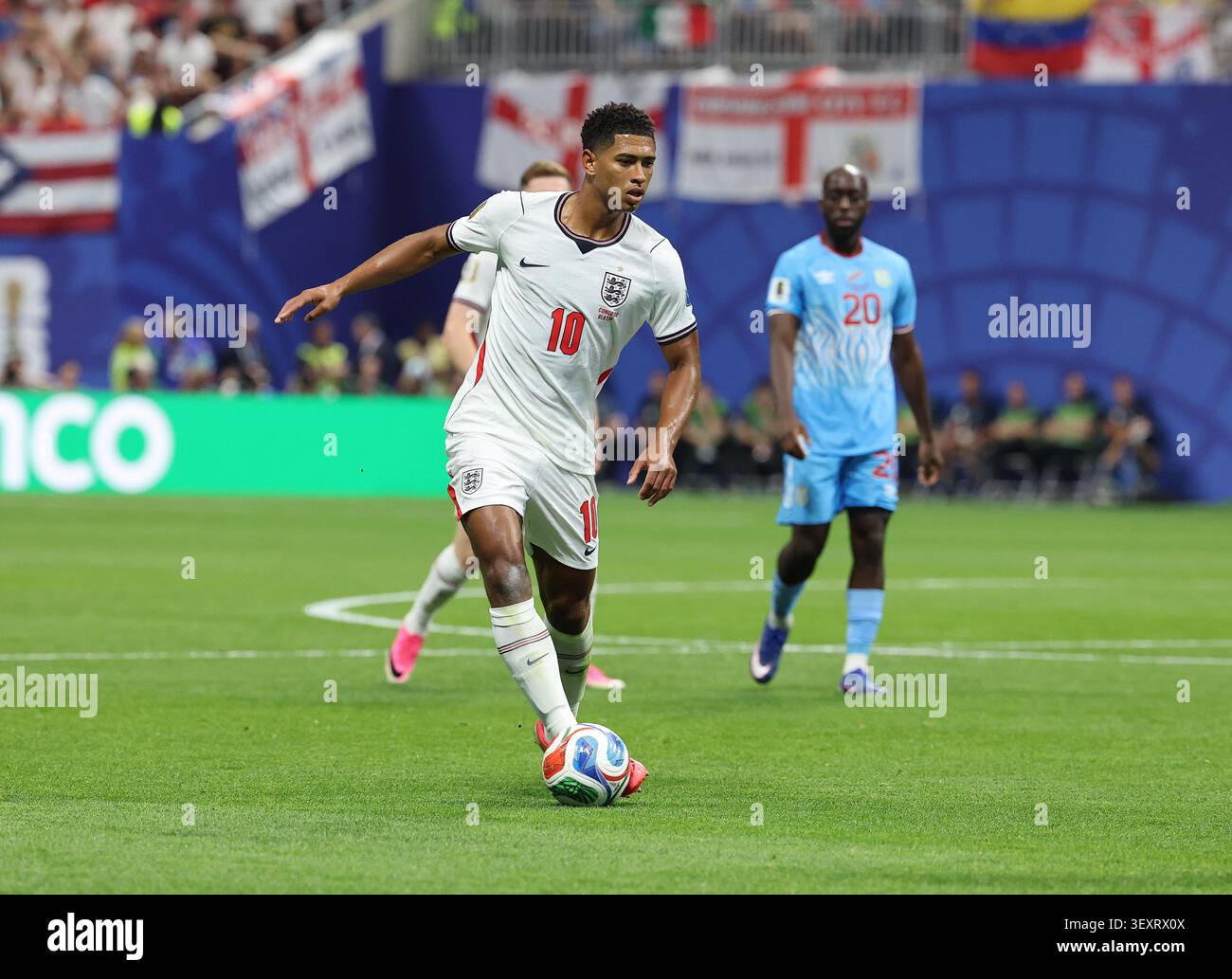 Jude Bellingham (10) of England struggles to keep a ball during the ...
