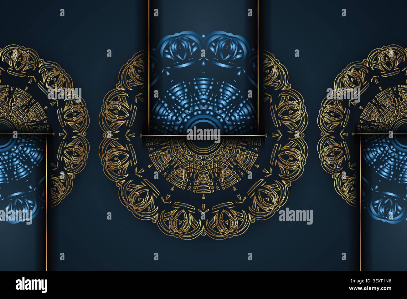 premium gold blue decorative pattern backdrop Stock Vector
