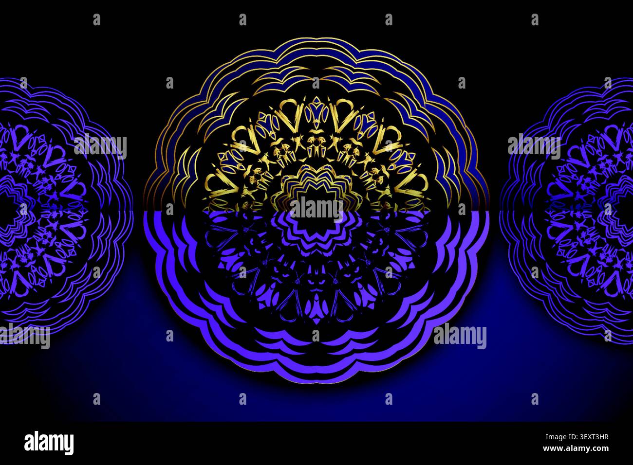 deep blue gold geometric mandala background Stock Vector